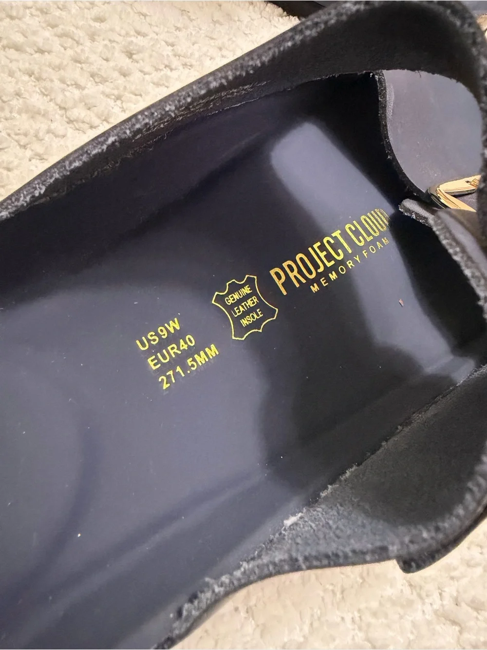 Project Cloud Santorini Navy Blue Leather Flat Slip-On Sandals Women’s Size 9